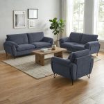 CABRERA canapé 3 + 2 + 1 places en tissu Bleu