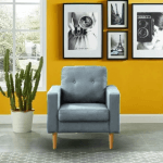 Fauteuil Celina  1 place en tissu Bleu claire sans polochon