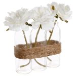 Lot de 3 soliflores en verre, forme animale, blanc – hauteur 23 cm