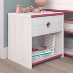 SMOOZY - Table de chevet avec 1 tiroir - Finition Bleu ou Rose. 2223CH1T