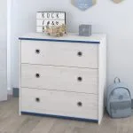 SMOOZY -Commode 79cm à 3 tiroirs - Finition Bleu ou Rose.  2223CO3T