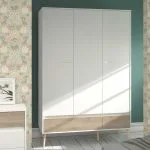 AALBORG - Armoire à vêtements 135 cm avec 3 portes - blanc/chêne. 3500AR3P