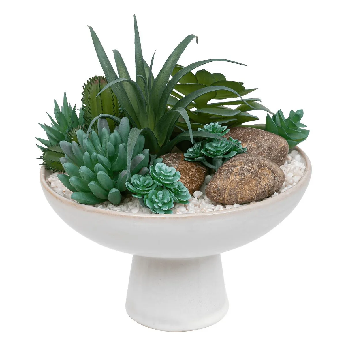 Composition plantes grasses artificielles Pot céramique, H.20 cm