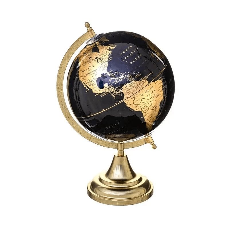 Globe Terrestre 33cm Noir Or