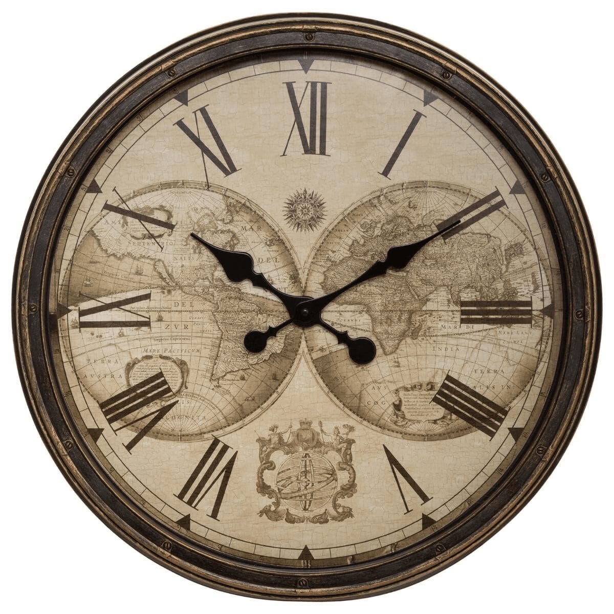Horloge monde "Tomy" Noir, D.52 cm