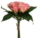 Bouquet de 9 roses artificielles Rose, H.24 cm