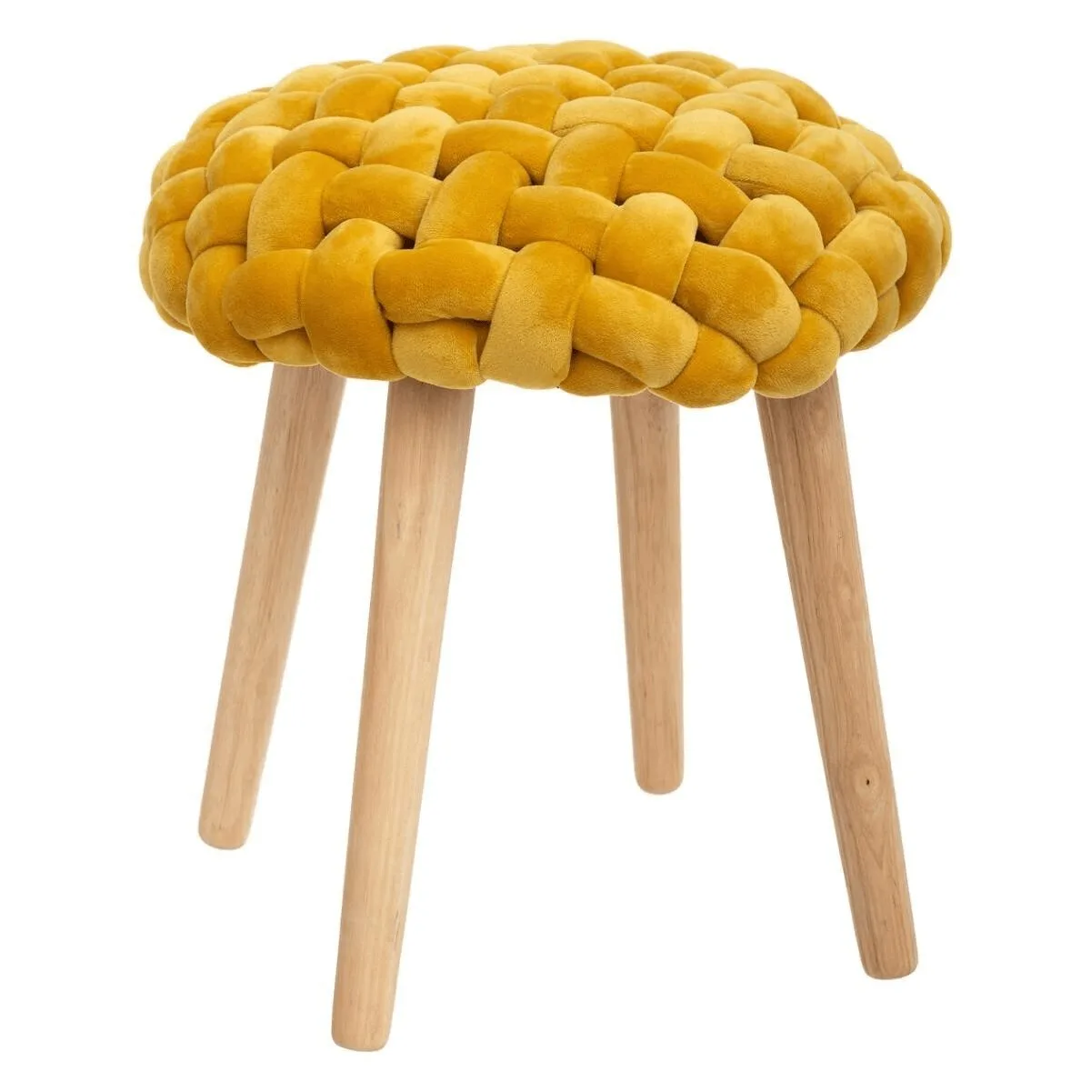 Tabouret "Akemi" Tricot, Jaune moutarde