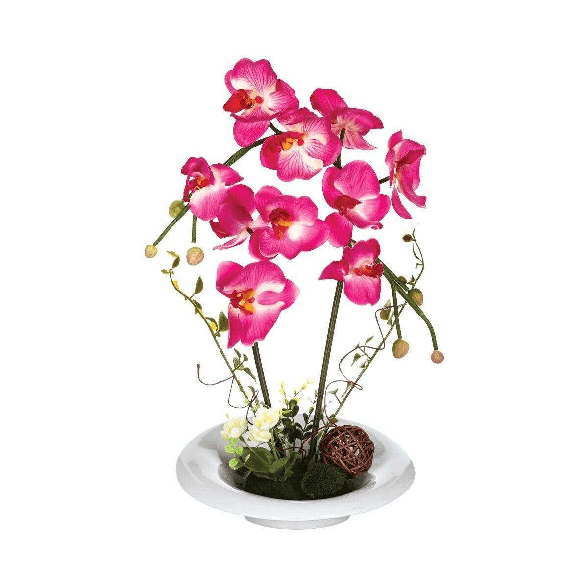 Composition d'orchidées artificielles Vase céramique, H.46 cm - Rose