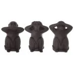 Set de 3 statuettes "Singes sagesse" Noir, H.23 cm