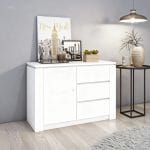 ATHENAS - Buffet 1 porte 3 titoirs 100 cm - Blanc