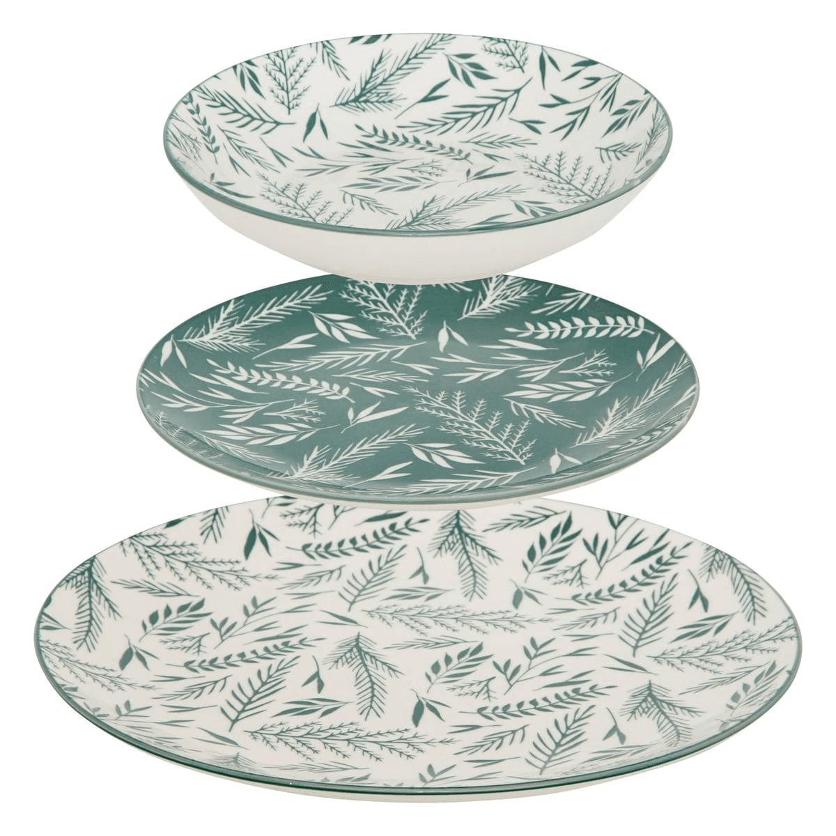 Service de table "Agathe" Porcelaine, 12 Pièces, Vert