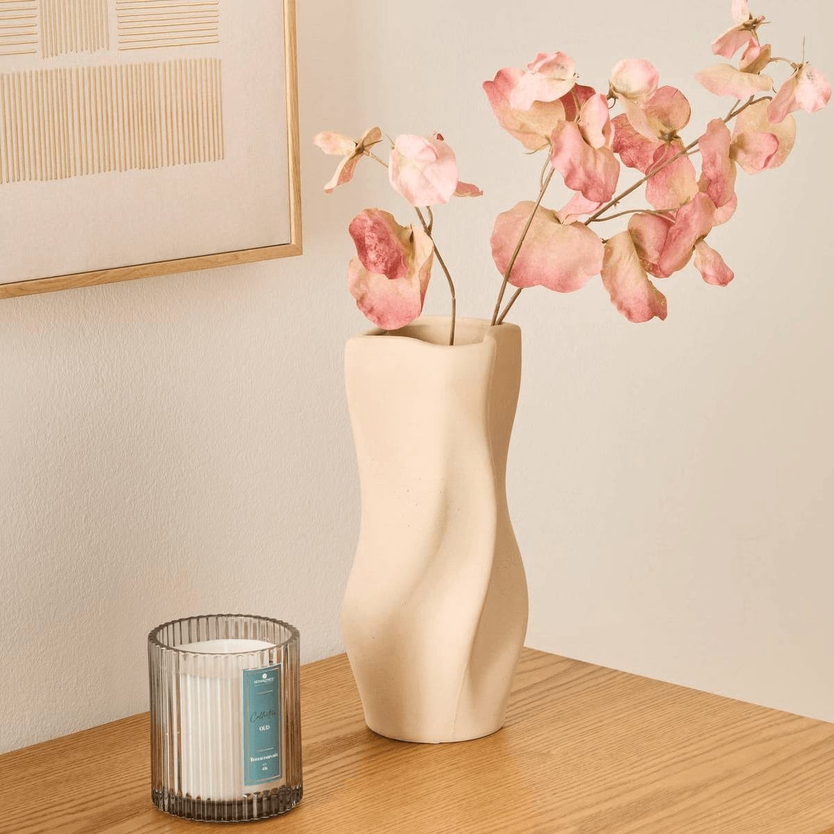 Vase "Grigor" Beige, H.25 cm