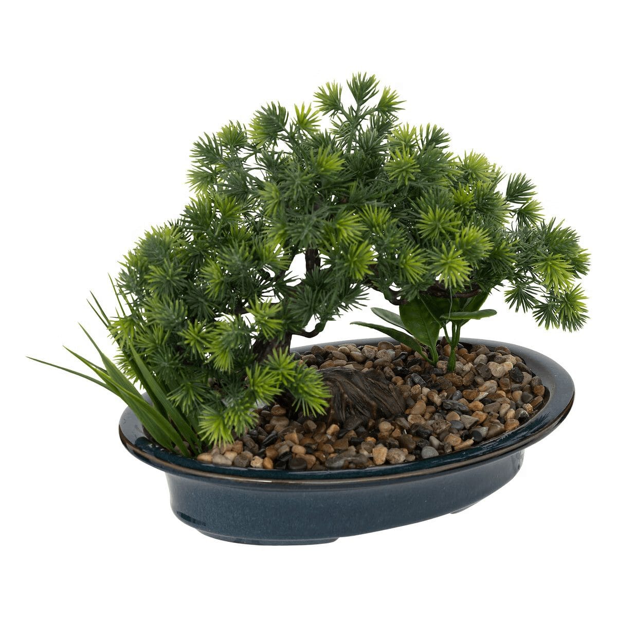 Bonsaï artificiel Céramique & galet, H.26 cm