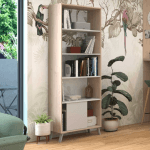 Bibliotheque coloris gris clair / Chêne - 67 cm x 184 cm - 9915SEPA