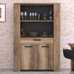 TORSTEN BUFFET 2 PORTES 1 TIROIR 2 NICHES – CHÊNE AUTHENTIQUE ET NOIR - 0384BAHU