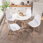 Sierra table à manger D 80 cm + 4 Chaises Noe Blanc