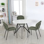 SAMUEL - Table à manger + 3 Chaises en tissu Vert