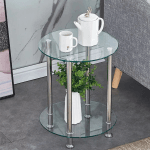 STELLA Table d'appoint en verre  ronde  argent