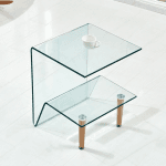 KATE Table d’appoint en verre avec pieds en bois