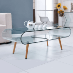 NILE Table basse en verre avec pied en bois