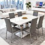 Binto table à manger 180 cm + 6 TOLEDO Chaise GRIS