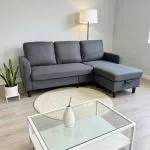 OSLO - Canapé d’angle réversible avec Pouf de rangement - Gris