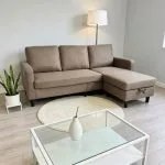 OSLO - Canapé d’angle réversible avec Pouf de rangement - Marron