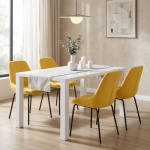 OSLO table à manger L140 cm +  4 MAES Chaise Jaune