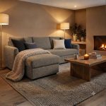 TAHITI canapé d'angle en tissu Marron