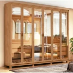 SUAVITA - Armoire Couple 6 Portes  avec LED CRISTAL GLASS - Amendoa