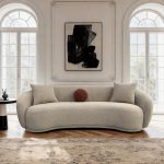 ODYSSEE canapé 3pl L227 cm taupe en tissu bouclette