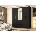 Armoire CADIS 4 portes – Noir Prime TX / Almond Touch