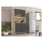 Meuble de cuisine MALTA – 4 portes, 1 tiroir – coloris chêne avoine et gris