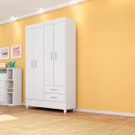 Armoire ASTRO 4 portes – Blanc / Blanc - Rose