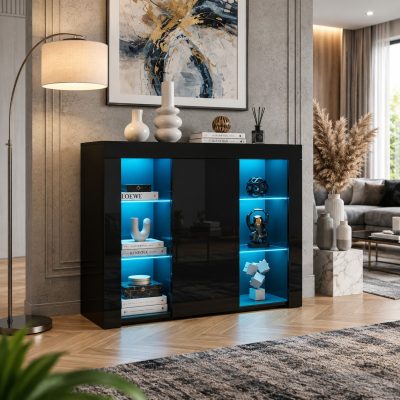 buffet noir led 94cm carre moins 2Mo