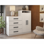 Commode AUREA – 2 portes et 4 tiroirs, blanc